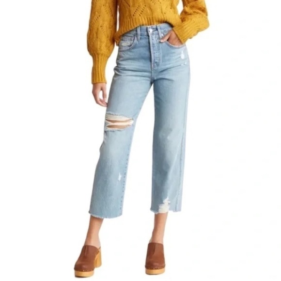 NEW Veronica Beard Blake Crop Classic Ripped High Waist Straight Leg Jeans sz 26 - Picture 7 of 8